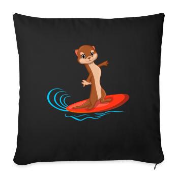 Surfer Surfboard Otter Lovers Sea Animal - Sofa pillowcase 17,3'' x 17,3'' (45 x 45 cm) - black - Front