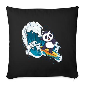 Surfing Panda Bear Zookeeper Animal Surfer - Sofa pillowcase 17,3'' x 17,3'' (45 x 45 cm) - black - Front