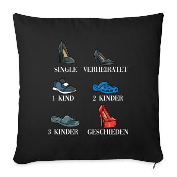 Leben einer Frau Single Verheiratet Geschieden - Sofakissenbezug 45 x 45 cm - Schwarz - Vorne