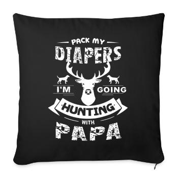 Father's Day Going Hunting With Papa - Sofa pillowcase 17,3'' x 17,3'' (45 x 45 cm) - black - Front