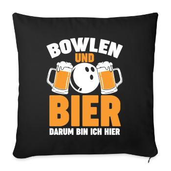 Bier Bowler Bowlen Kegeln Bowling - Sofakissenbezug 45 x 45 cm - Schwarz - Vorne