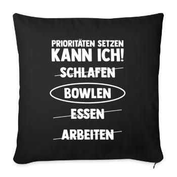 Bowler Bowlen Kegeln Bowling - Sofakissenbezug 45 x 45 cm - Schwarz - Vorne