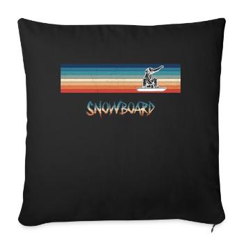 Rétro Snowboard Freestyle Vintage - Housse de coussin décorative 45 x 45 cm - noir - Devant