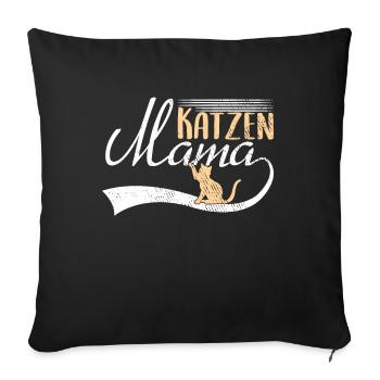 Katzen Mama - Sofakissenbezug 45 x 45 cm - Schwarz - Vorne