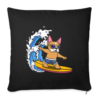 Surfboard Dog Lover Animal Dog Breeder Surfing - Sofa pillowcase 17,3'' x 17,3'' (45 x 45 cm) - black - Front