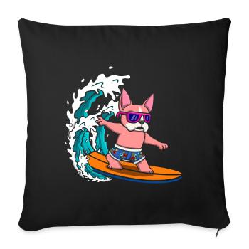 Amoureux des chiens Propriétaires de chiens Surfeurs - Housse de coussin décorative 45 x 45 cm - noir - Devant