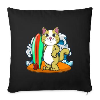 Planche de surf Cat Lovers Surfers - Housse de coussin décorative 45 x 45 cm - noir - Devant
