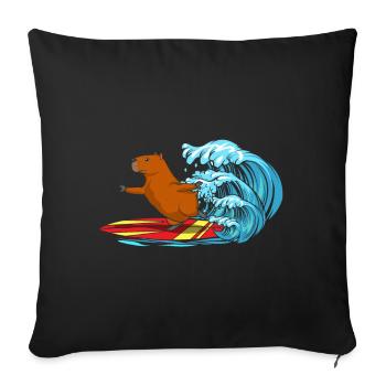 Surfing Animal Capybara Whisperer Cavy Rodent - Sofa pillowcase 17,3'' x 17,3'' (45 x 45 cm) - black - Front