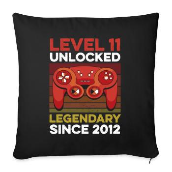 Niveau 11 ans Année d’anniversaire 2012 Gamer Boy - Housse de coussin décorative 45 x 45 cm - noir - Devant