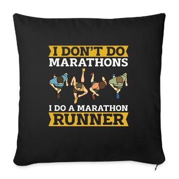 Semi-marathon Je ne fais pas de marathons d’athlétisme - Housse de coussin décorative 45 x 45 cm - noir - Devant