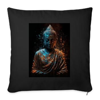 Friedliche abstrakte Buddha-Statue - Sofakissenbezug 45 x 45 cm - Schwarz - Vorne