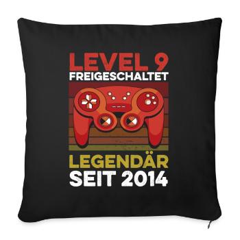 Niveau 9 ans 9e anniversaire année 2014 Jeunes joueurs - Housse de coussin décorative 45 x 45 cm - noir - Devant
