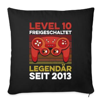 Niveau 10 ans 10e anniversaire année 2013 Gamer - Housse de coussin décorative 45 x 45 cm - noir - Devant
