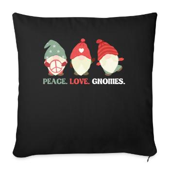 Peace. Love. Gnomes. - Gnome Gardening - Sofakissenbezug 45 x 45 cm - Schwarz - Vorne