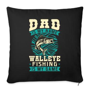 Papa est mon nom - La pêche au doré est mon jeu - Housse de coussin décorative 45 x 45 cm - noir - Devant