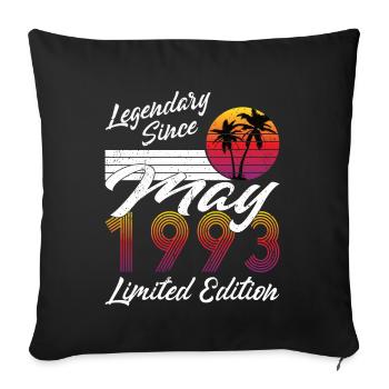 30e anniversaire né en mai 1993 Légendaire 1993 - Housse de coussin décorative 45 x 45 cm - noir - Devant