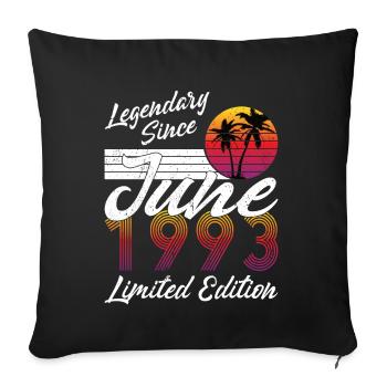 30e anniversaire né en juin 1993 Légendaire 1993 - Housse de coussin décorative 45 x 45 cm - noir - Devant