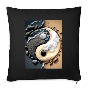 Yin und Yang Symbol am Strand - Sofakissenbezug 45 x 45 cm - Schwarz - Vorne