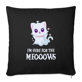 Chaton fantôme mignon drôle d’Halloween - Housse de coussin décorative 45 x 45 cm - noir - Devant