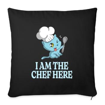 Chef Kitten Funny Cat Lovers Chef - Sofa pillowcase 17,3'' x 17,3'' (45 x 45 cm) - black - Front