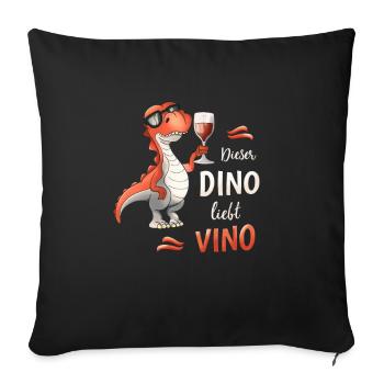 This Dino loves Vino funny wine lover - Sofa pillowcase 17,3'' x 17,3'' (45 x 45 cm) - black - Front