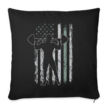 Weightlifting Retro USA Flag Gym 4th of July - Sofa pillowcase 17,3'' x 17,3'' (45 x 45 cm) - black - Front
