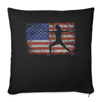 Yoga Retro USA Flag Fitness 4 juillet Yoga - Housse de coussin décorative 45 x 45 cm - noir - Devant