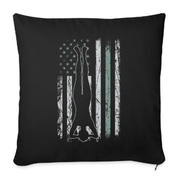 Yoga Retro USA Flag Fitness 4 juillet Yoga - Housse de coussin décorative 45 x 45 cm - noir - Devant
