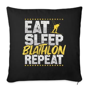 Biathlon Manger Dormir Répéter Skieur Hobby Biathlon - Housse de coussin décorative 45 x 45 cm - noir - Devant