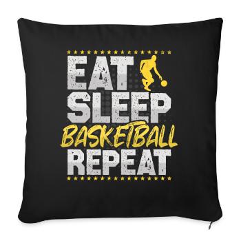 Basketball Manger Dormir Répéter Dunking Basketball - Housse de coussin décorative 45 x 45 cm - noir - Devant