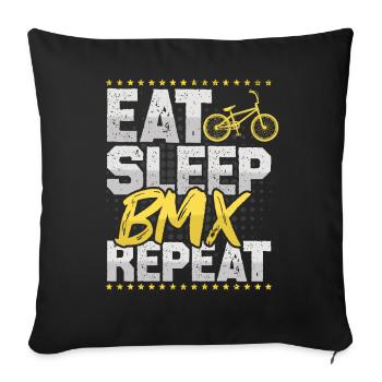 BMX Eat Sleep Repeat Freestyle Bike Tricks BMX - Sofa pillowcase 17,3'' x 17,3'' (45 x 45 cm) - black - Front