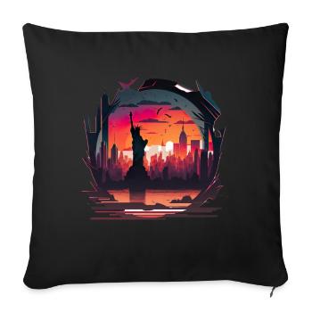 New York City Skyline Sonnenuntergang Hitze - Sofakissenbezug 45 x 45 cm - Schwarz - Vorne