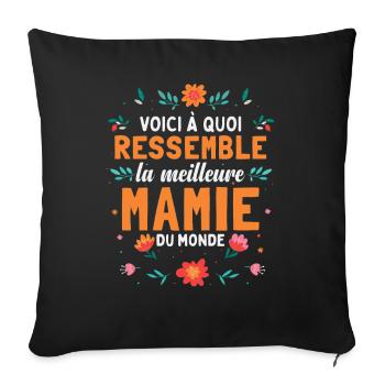 Fête Des Mères La Meilleure Mamie Du Monde - Housse de coussin décorative 45 x 45 cm - noir - Devant