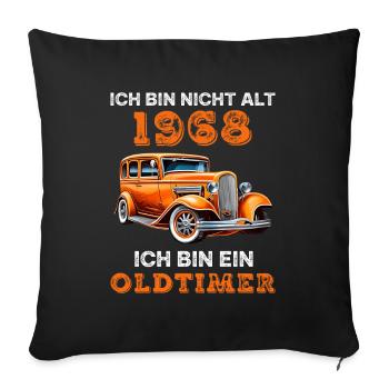 Oldtimer Auto Baujahr 1968 Geburtstag Spruch - Sofakissenbezug 45 x 45 cm - Schwarz - Vorne