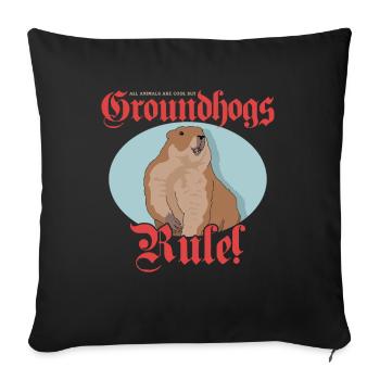 Marmottes Mankai Munggen marmotte cadeau - Housse de coussin décorative 45 x 45 cm - noir - Devant