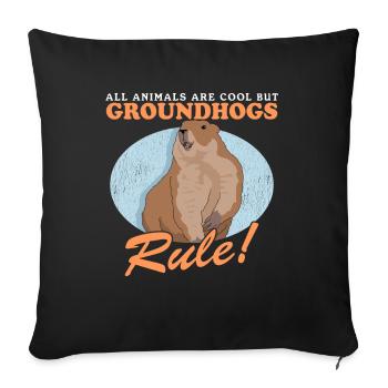 Marmotte Munggen Mankai marmotte cadeau - Housse de coussin décorative 45 x 45 cm - noir - Devant