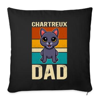 Chartreux Dad Carthusian Cat Cat Daddy Gift - Sofa pillowcase 17,3'' x 17,3'' (45 x 45 cm) - black - Front