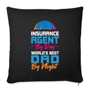 Agent d’assurance le jour - Le meilleur papa du monde la nuit - Housse de coussin décorative 45 x 45 cm - noir - Devant