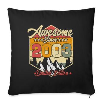 Born 2003 20 years birthday - Sofa pillowcase 17,3'' x 17,3'' (45 x 45 cm) - black - Front