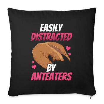 Distracted by anteater anteeaters - Sofa pillowcase 17,3'' x 17,3'' (45 x 45 cm) - black - Front