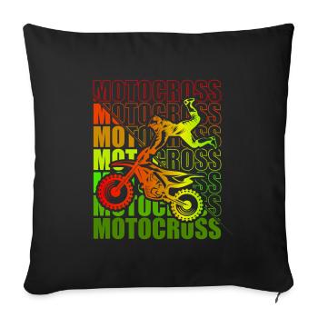 Motocross Enduro Motorcycle Freestyle Extreme Sport - Sofa pillowcase 17,3'' x 17,3'' (45 x 45 cm) - black - Front