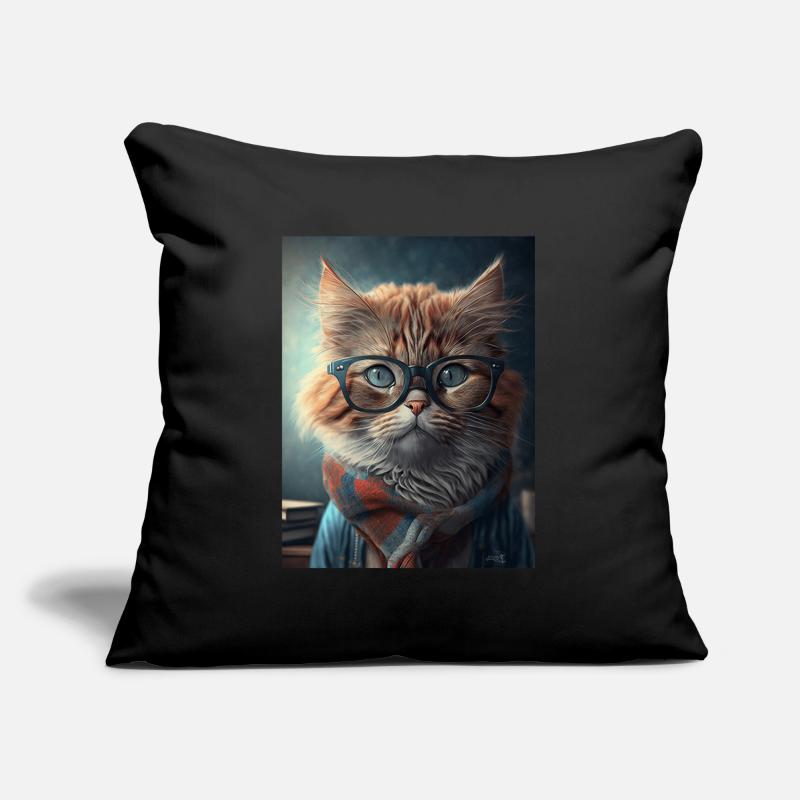 Chat hipster cool Housse de coussin décorative 45 x 45 cm