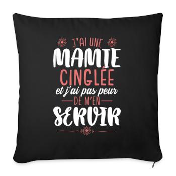 Fête Des Mères Petite Fille Mamie Humour - Housse de coussin décorative 45 x 45 cm - noir - Devant