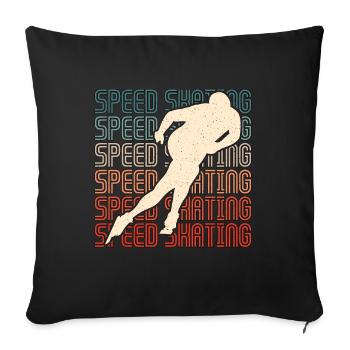 Patinage de vitesse Sports d’hiver Patinage sur courte piste - Housse de coussin décorative 45 x 45 cm - noir - Devant