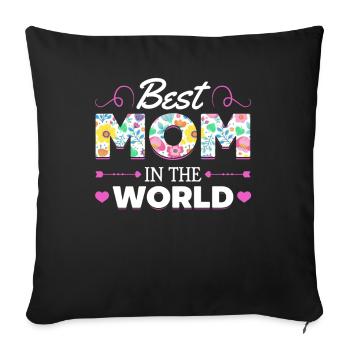 Pour la meilleure maman du monde! Pour la fête des mères - Housse de coussin décorative 45 x 45 cm - noir - Devant