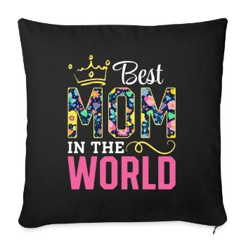 Pour la meilleure maman du monde! Pour la fête des mères - Housse de coussin décorative 45 x 45 cm - noir - Devant