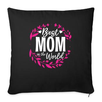 Pour la meilleure maman du monde! Pour la fête des mères - Housse de coussin décorative 45 x 45 cm - noir - Devant