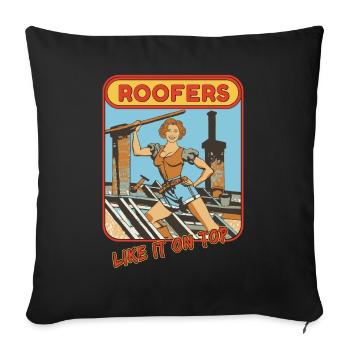 Couvreurs artisans drôles dictons comiques - Housse de coussin décorative 45 x 45 cm - noir - Devant