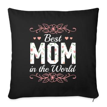 Pour la meilleure maman du monde! Pour la fête des mères - Housse de coussin décorative 45 x 45 cm - noir - Devant