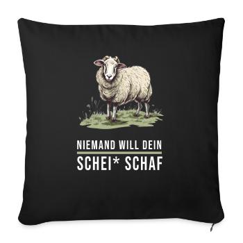 Schaf Brettspiel Siedler Freunde Geschenk - Sofakissenbezug 45 x 45 cm - Schwarz - Vorne